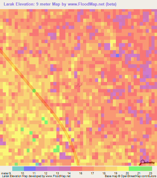 Larak,Iraq Elevation Map