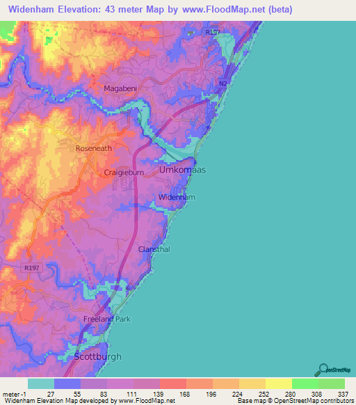 Widenham,South Africa Elevation Map