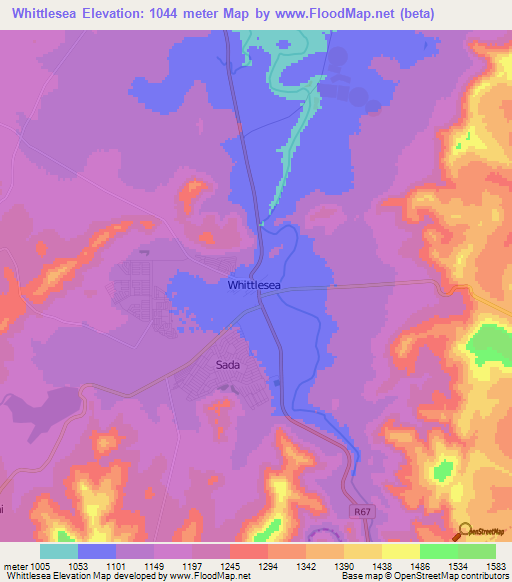 Whittlesea,South Africa Elevation Map