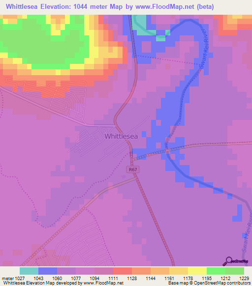 Whittlesea,South Africa Elevation Map