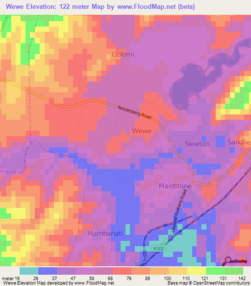 Wewe,South Africa Elevation Map