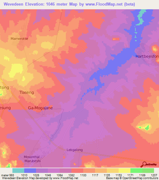 Wevedeen,South Africa Elevation Map