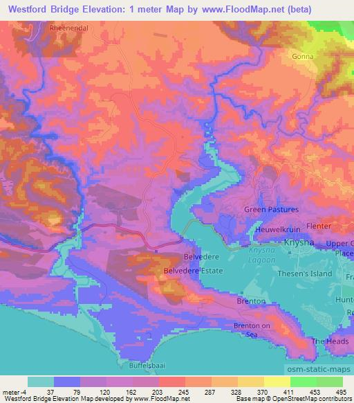 Westford Bridge,South Africa Elevation Map