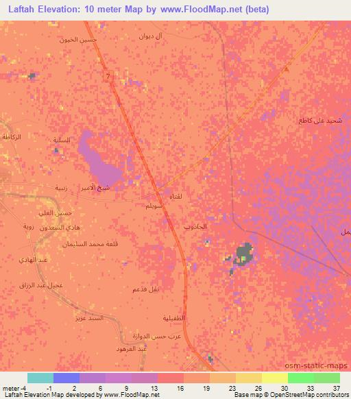 Laftah,Iraq Elevation Map