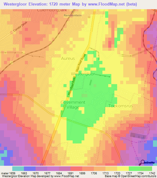 Westergloor,South Africa Elevation Map