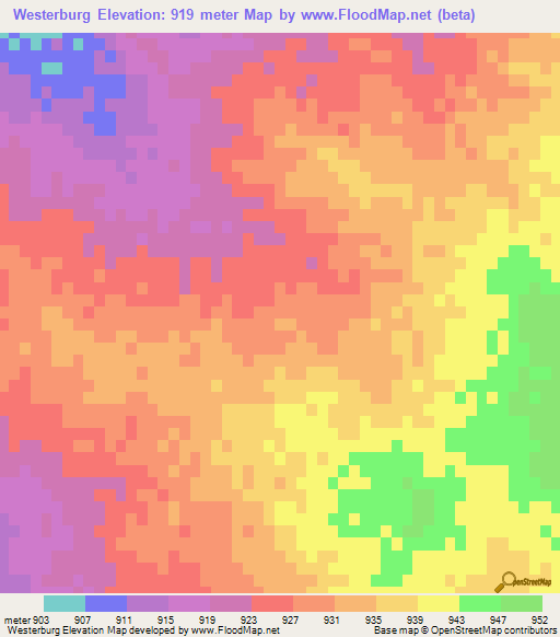 Westerburg,South Africa Elevation Map