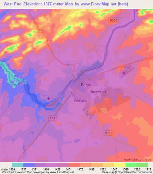 West End,South Africa Elevation Map