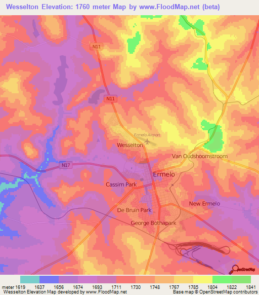 Wesselton,South Africa Elevation Map