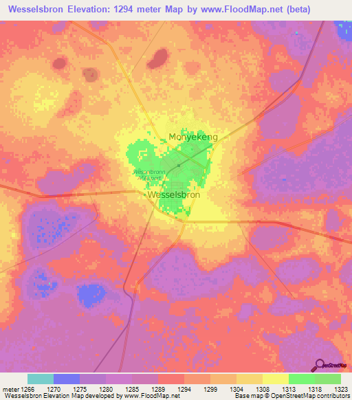 Wesselsbron,South Africa Elevation Map