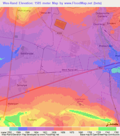 Wes-Rand,South Africa Elevation Map