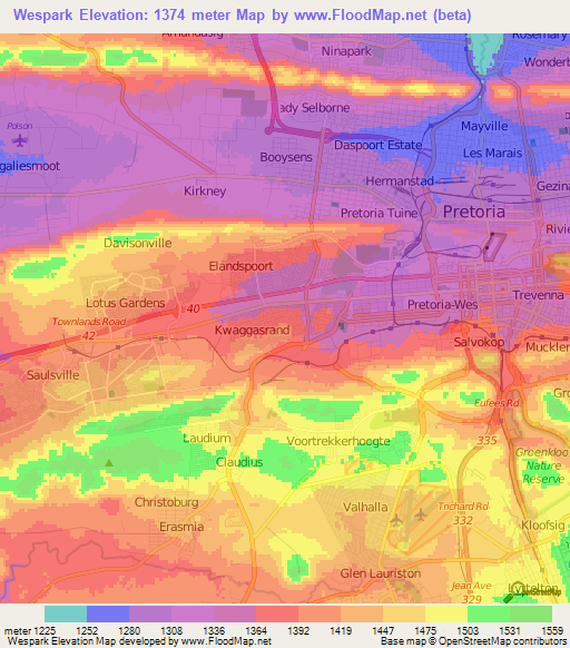 Wespark,South Africa Elevation Map