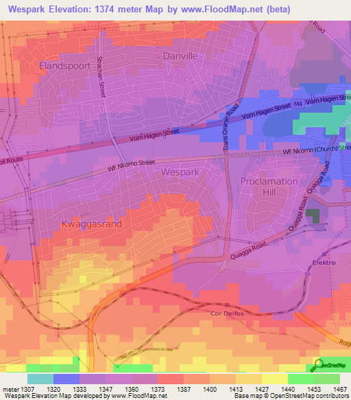 Wespark,South Africa Elevation Map