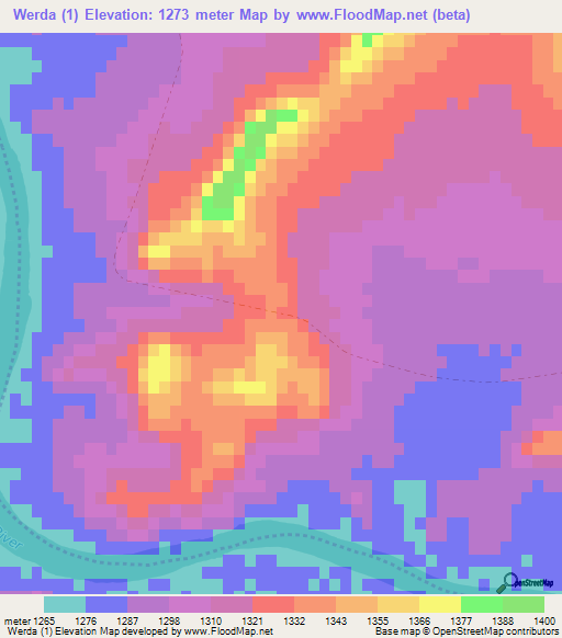 Werda (1),South Africa Elevation Map