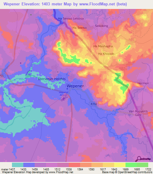 Wepener,South Africa Elevation Map