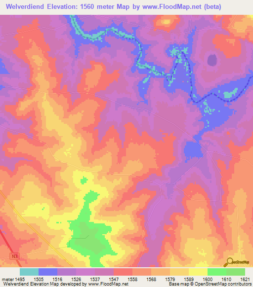 Welverdiend,South Africa Elevation Map