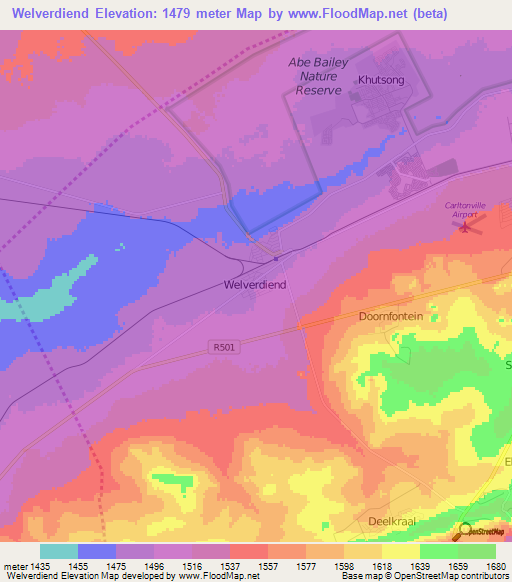 Welverdiend,South Africa Elevation Map