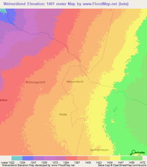 Welverdiend,South Africa Elevation Map