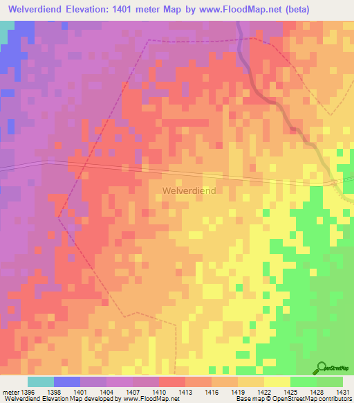 Welverdiend,South Africa Elevation Map