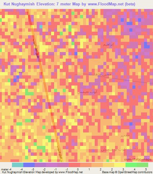 Kut Nughaymish,Iraq Elevation Map