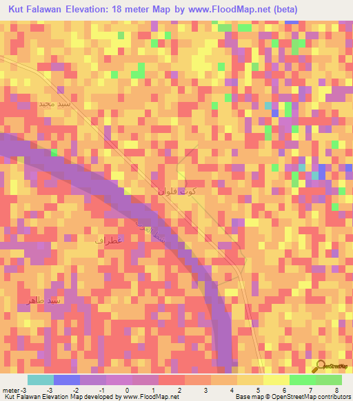 Kut Falawan,Iraq Elevation Map