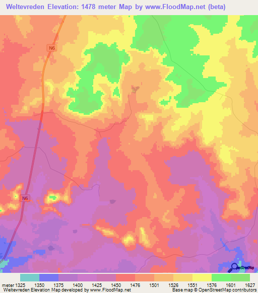 Weltevreden,South Africa Elevation Map