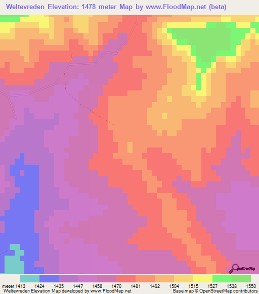 Weltevreden,South Africa Elevation Map