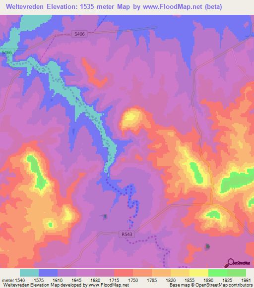 Weltevreden,South Africa Elevation Map