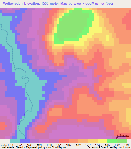 Weltevreden,South Africa Elevation Map