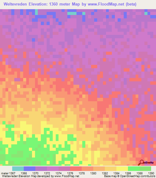 Weltevreden,South Africa Elevation Map