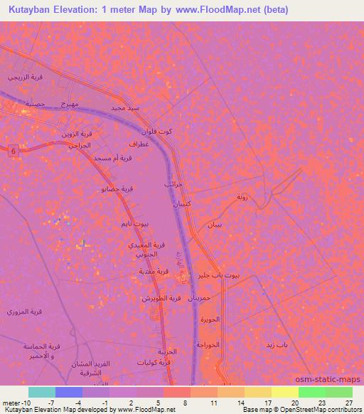 Kutayban,Iraq Elevation Map