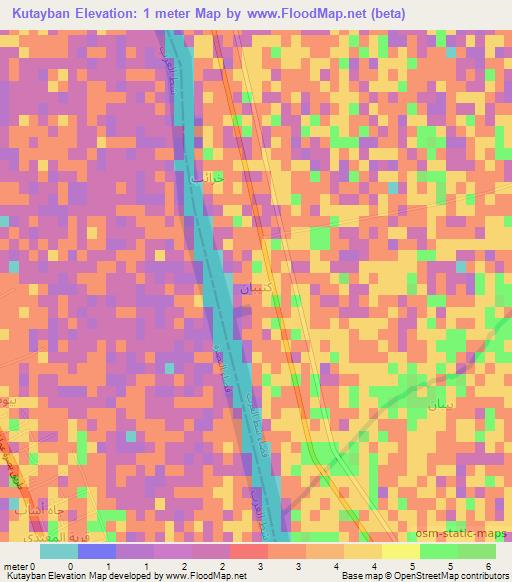 Kutayban,Iraq Elevation Map