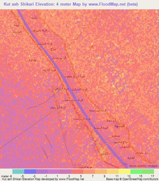 Kut ash Shikari,Iraq Elevation Map