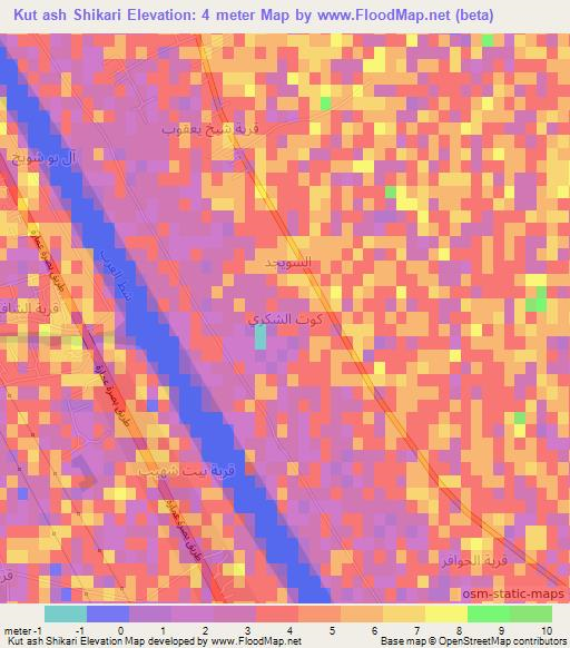 Kut ash Shikari,Iraq Elevation Map