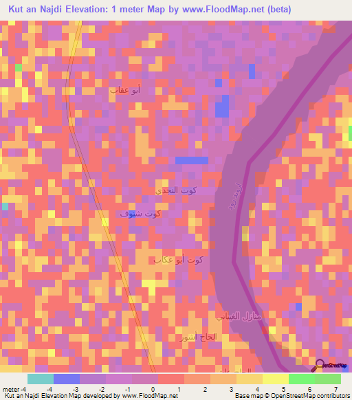 Kut an Najdi,Iraq Elevation Map