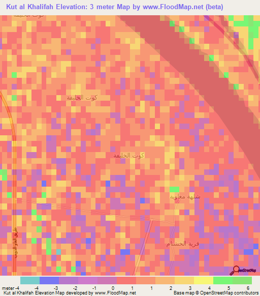 Kut al Khalifah,Iraq Elevation Map