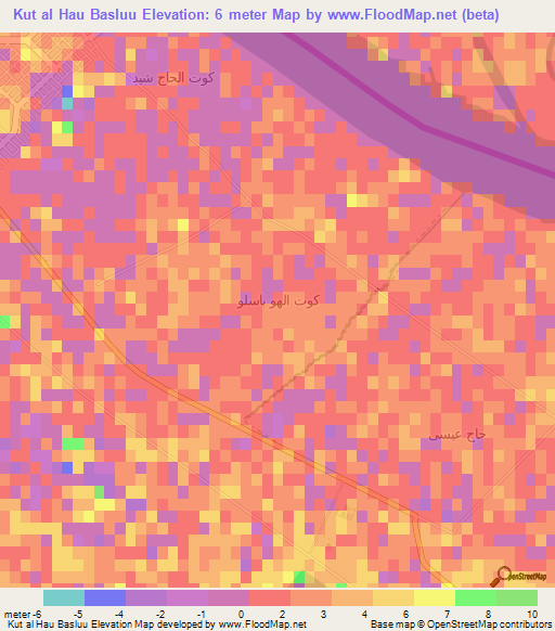 Kut al Hau Basluu,Iraq Elevation Map