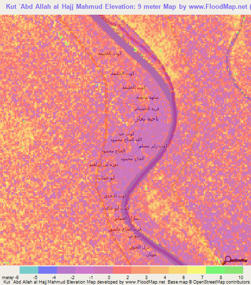 Kut `Abd Allah al Hajj Mahmud,Iraq Elevation Map