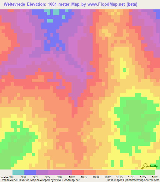 Weltevrede,South Africa Elevation Map