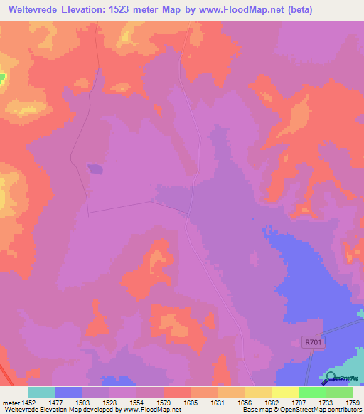 Weltevrede,South Africa Elevation Map