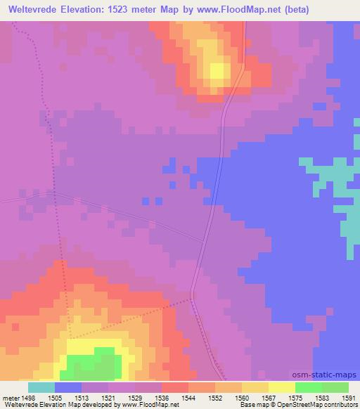 Weltevrede,South Africa Elevation Map