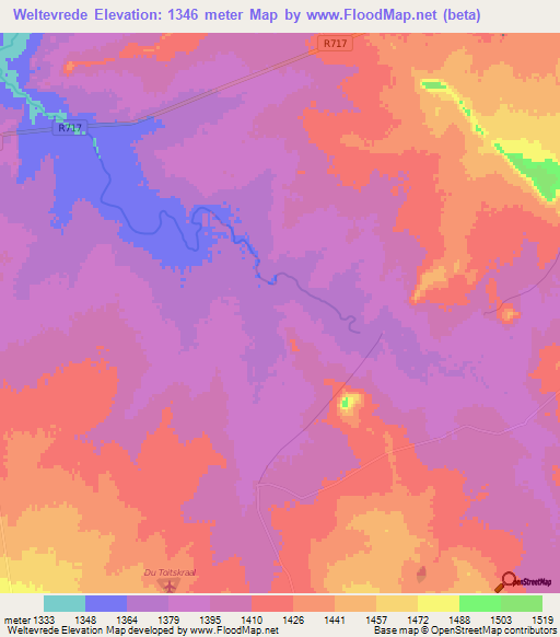 Weltevrede,South Africa Elevation Map