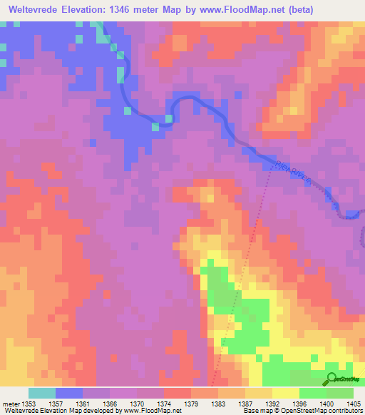 Weltevrede,South Africa Elevation Map