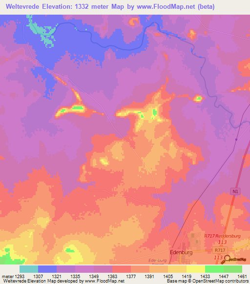 Weltevrede,South Africa Elevation Map