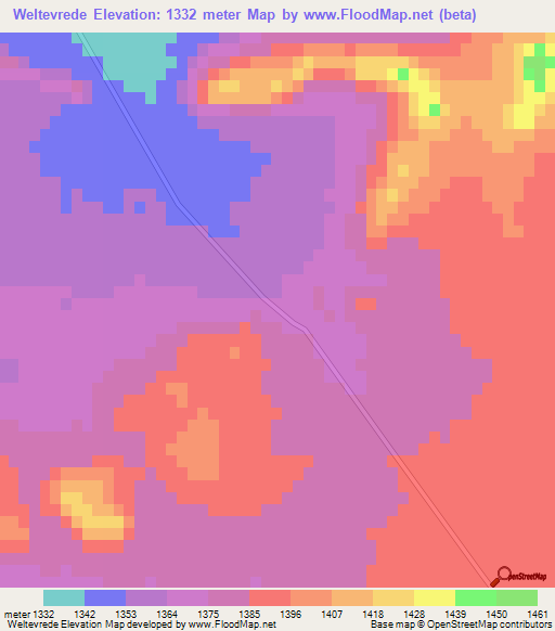 Weltevrede,South Africa Elevation Map