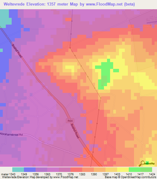 Weltevrede,South Africa Elevation Map