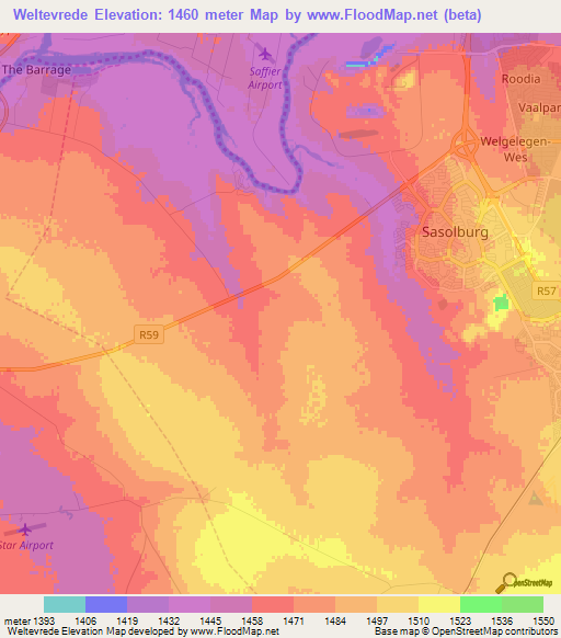 Weltevrede,South Africa Elevation Map