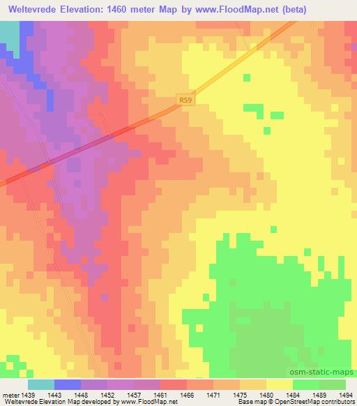 Weltevrede,South Africa Elevation Map