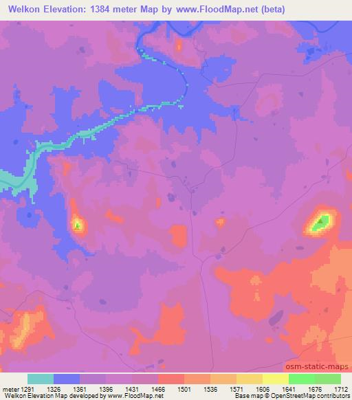 Welkon,South Africa Elevation Map