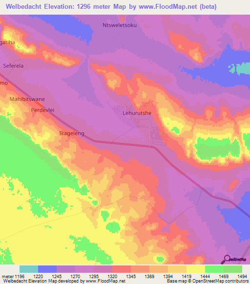 Welbedacht,South Africa Elevation Map