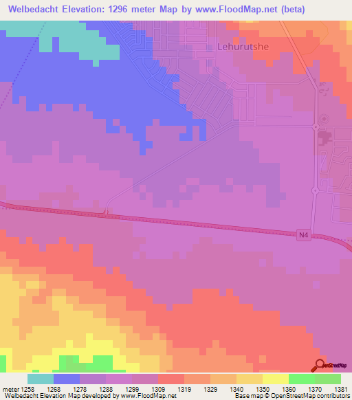 Welbedacht,South Africa Elevation Map